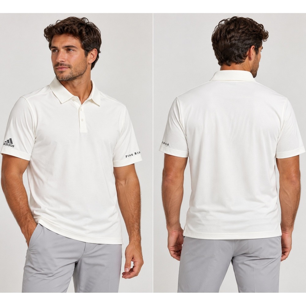 Adidas Shirt Mens XL White A514 ULT SLD Pine Ridge Golf Polo Short Sleeve UPF 50